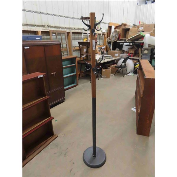 Custom Made Metal Base With Wood Upper Coat Rack - Nice Vintage Looking