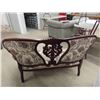 Image 5 : Very Detailed Carved Wood Cloth Covered Settee 54" Wide - Almost Matching