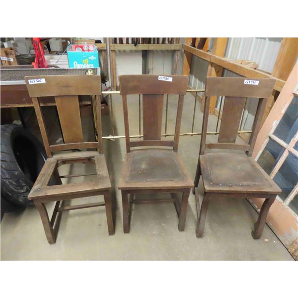 3 Quarter Cut Oak Chairs - Good Bones - Need TLC