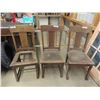 Image 1 : 3 Quarter Cut Oak Chairs - Good Bones - Need TLC