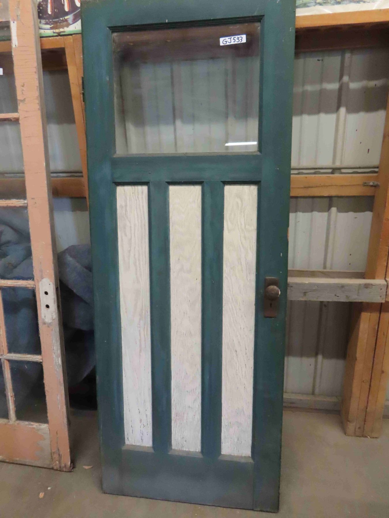 Exterior Wooden Door with Window - Mission Style - with Door Handle ...