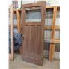 Image 4 : Exterior Wooden Door with Window - Mission Style - with Door Handle + Hinges