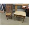Image 1 : Small Pine Table 17" x 23" x 24" , Kitchen Chair with Wicker Seat