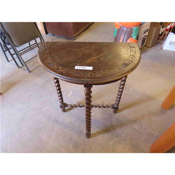Barley Twist 1/2 Moon Table - Nice Detail - Could Use Refinishing 15" x 25" x 30" 