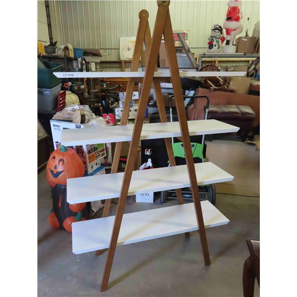 Modern 4 Shelf Display Shelf - Mid Century Look - 13.5" x 47" x 74" 