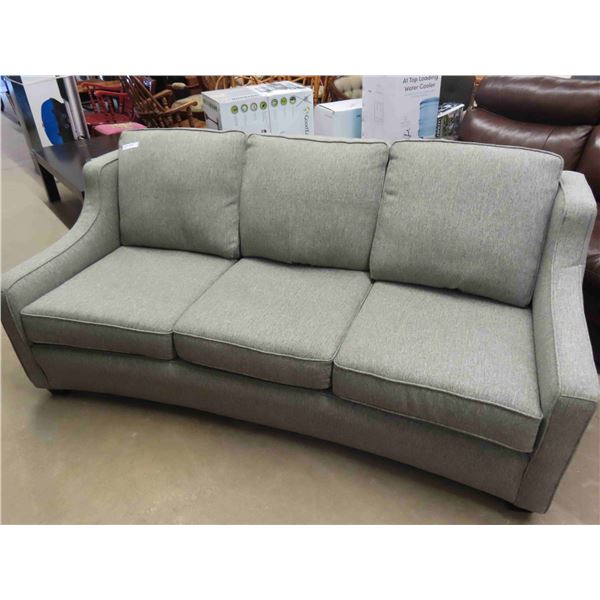 Very Nice Modern, Slightly Curved Cloth Couch - Grey 78" Wide , Clean Condition