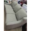 Image 2 : Very Nice Modern, Slightly Curved Cloth Couch - Grey 78" Wide , Clean Condition