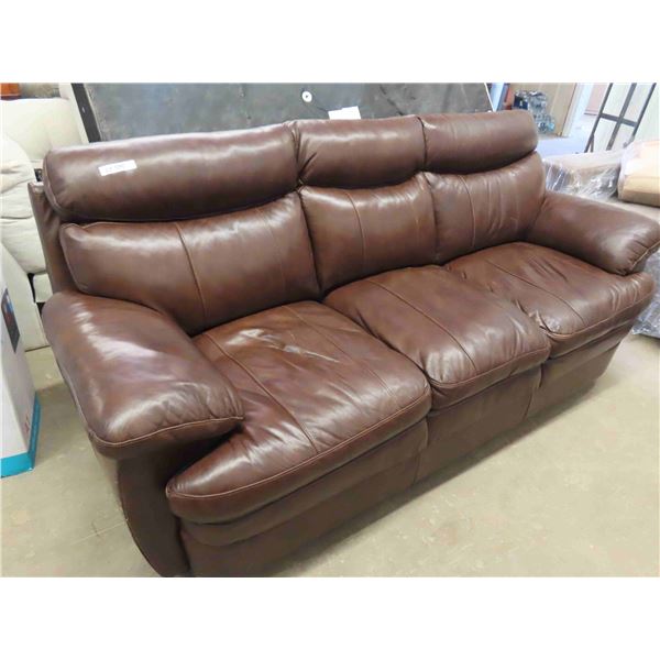 Comfy Leather Look Sofa - Dark Brown 84" Wide