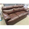 Image 1 : Comfy Leather Look Sofa - Dark Brown 84" Wide