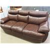 Image 2 : Comfy Leather Look Sofa - Dark Brown 84" Wide