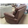 Image 4 : Comfy Leather Look Sofa - Dark Brown 84" Wide
