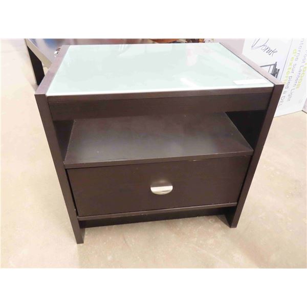 Glass Top Light Up Wood Framed Night Table/ End Table 17.5" x 24" x 25" 