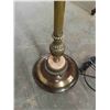 Image 3 : Brass torchier Floor Lamp with Marble in Base + Glass Shade 63" Tall 