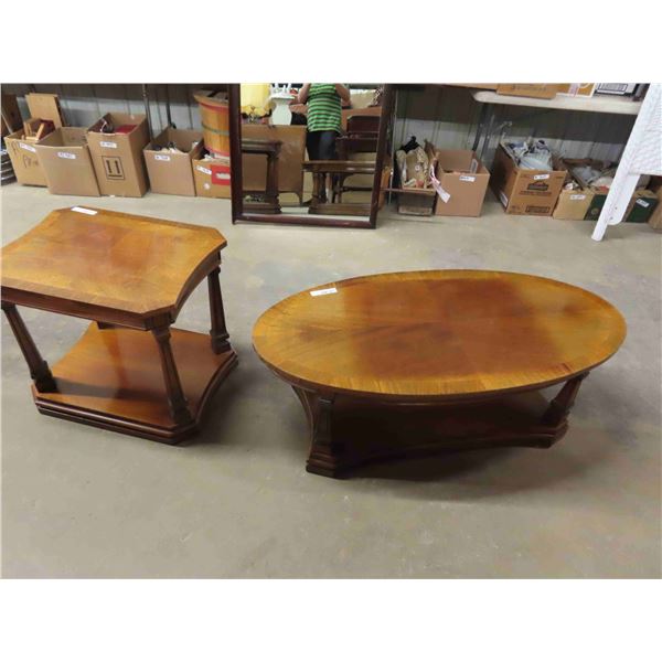Matching Solid Wood Coffee Table 17" x 23" x 48" & End Table 19" x 22.5" x 25" 