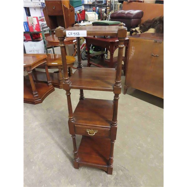 Interesting Wood 4 Tier Shelf with Drawer Stand 11.5" x 11.5" x 41" - Pennsylvania