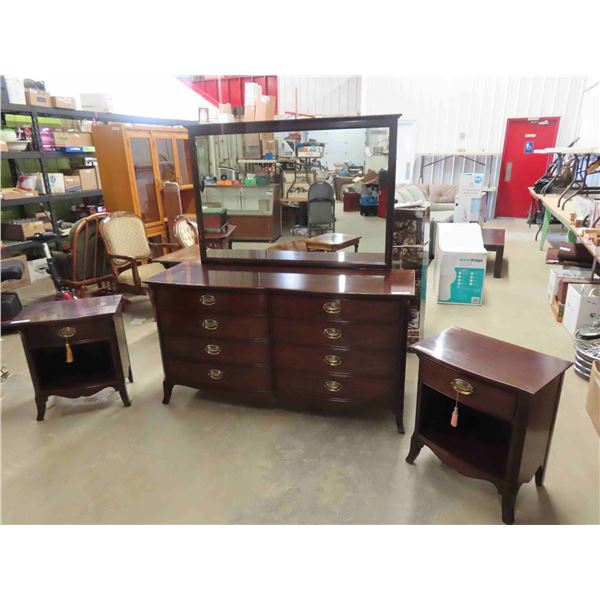 Beautiful Gibbard 8 Drawer Dresser 20" x 32" x 60" with Mirror 33.5" x 51"  &