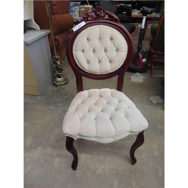 Fancy Rose Carved Upholstered Sitting Chair