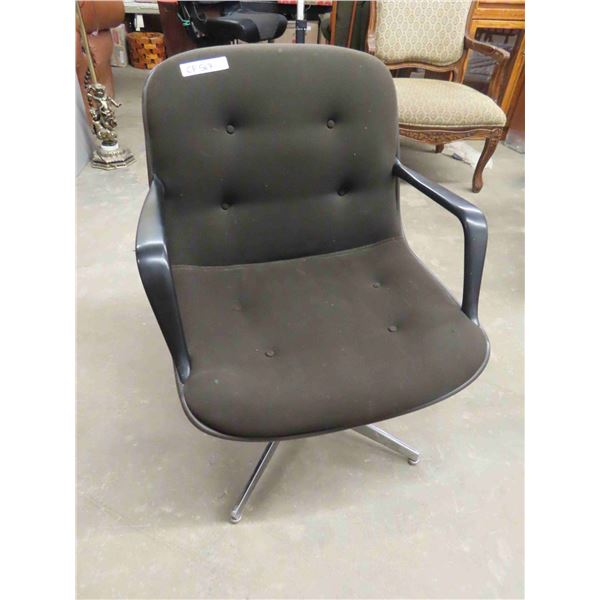 Steelcase Chrome Base Swivel Arm Chair with Upholstered Seat