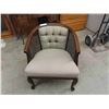 Image 1 : Nice + Comfy Wood with Upholstered Back + Seat with Wicker Sides Arm Chair