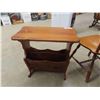 Image 4 : Wood Side Chair + Pine Magazine Stand/ Table 13" x 23.5" x 24" 