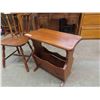 Image 5 : Wood Side Chair + Pine Magazine Stand/ Table 13" x 23.5" x 24" 
