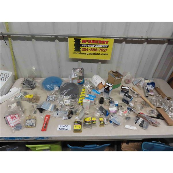 Misc. Hardware + Car Parts ; Door Stops, Hooks, Brass Fittings, Rivets, Switches,