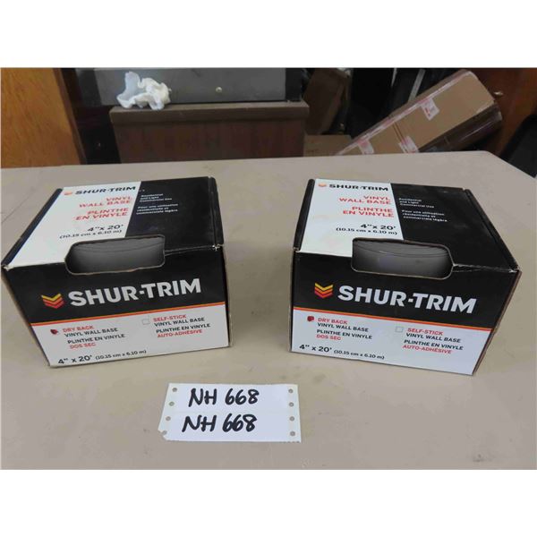 2 Boxes of Shur-Trim Dry Back Vinyl Wall Base 4" x 20' Per Box - New