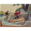 Image 3 : Framed Print 2 Guys in Canoe Hunting a Bear - Signed 19" x 23" 