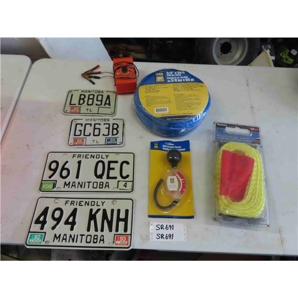 Power Fist Air Hose 3/8" x 50', 13' Tow Rope, Anti Freeze Tester, 2 Manitoba 