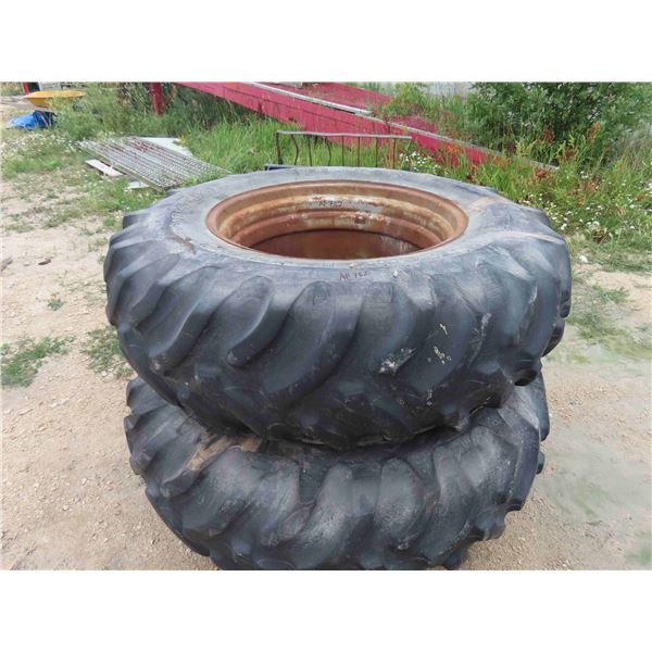 2 Very Large Kelly Springfield Tractor/Combine Tires on Rims - Power Mark LS -18.4 -34