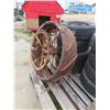 Image 2 : Vintage Steel Equipment Wheel with Gem + Chain Cog 10" x 34" 