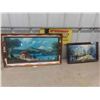 Image 1 : 2 Framed Pictures ; 17.5" x 32"  + 12" x 20" 