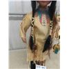 Image 3 : Indigenous Character in Hand Stitched Deer Hide Outfit with Porcelain Face - 29" Tall