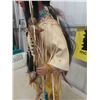 Image 5 : Indigenous Character in Hand Stitched Deer Hide Outfit with Porcelain Face - 29" Tall