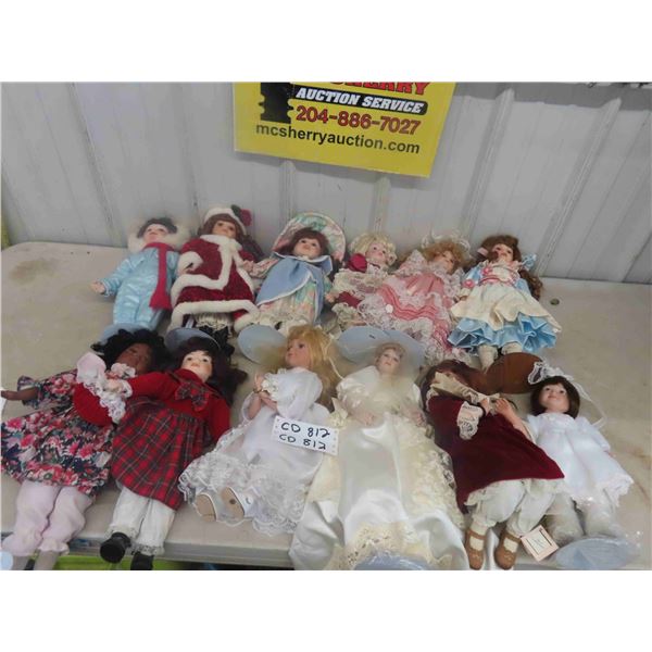 12 Porcelain Dolls - Variety 16" Tall 