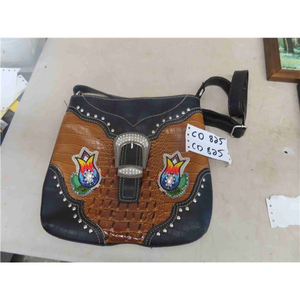 Leather Look Beaded Purse/ Satchel