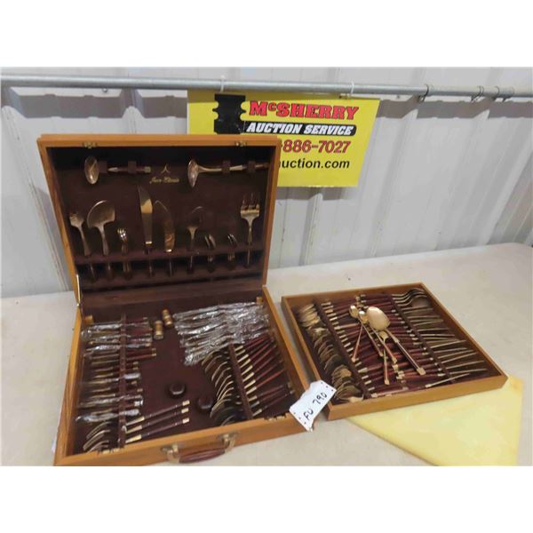 Jean Claude Gold Plated Style Cutlery with Case - Large Set