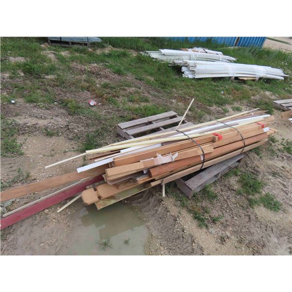 Bundle of Assorted Wood Trim + Moldings - Several 1 1/2" x 2" Assorted Length Boards