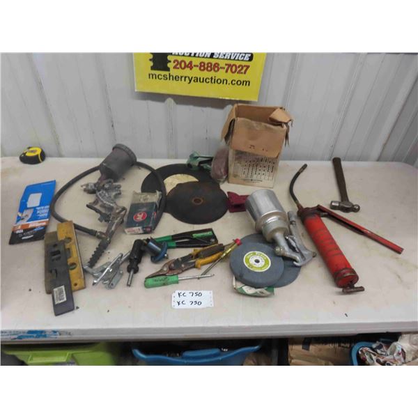 Air Paint Sprayer, Grinder Discs, Grease Gun, Hammer, Gear Puller, Spark Plug, Levels