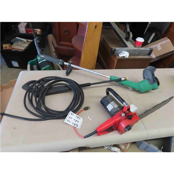 Craftsman Electric Chainsaw, Electric Weed Eater, Pressure Washer Wand + hose