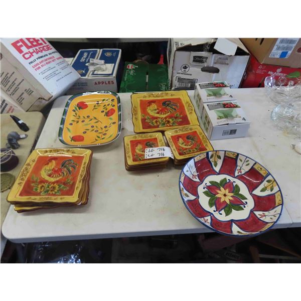 Modern Rooster Plates + Platters