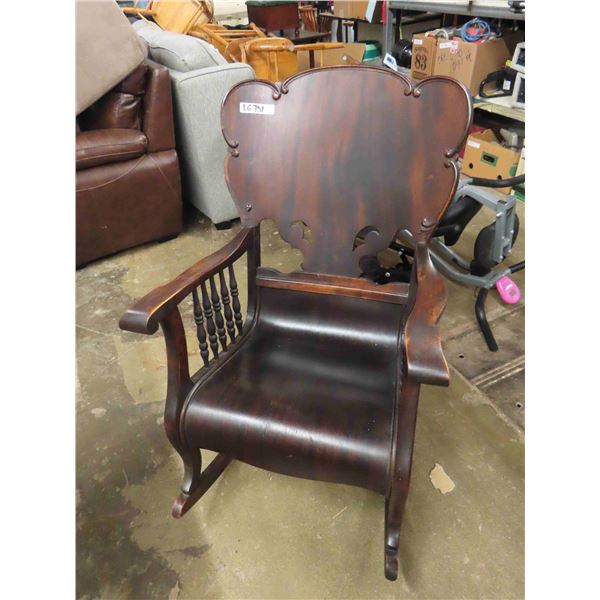 Nice Antique Rocking Chair Large High Back with Arms - Nicely Detailed