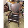 Image 1 : Nice Antique Rocking Chair Large High Back with Arms - Nicely Detailed