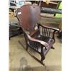 Image 2 : Nice Antique Rocking Chair Large High Back with Arms - Nicely Detailed
