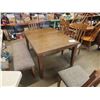 Image 1 : Dining Room Table - Pine with Built in Leaf 30" x 42" x 60" & 4 Chairs with Upholstered