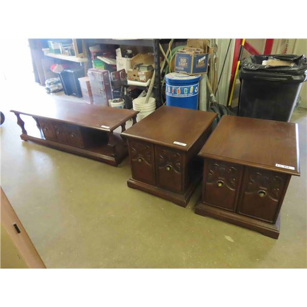 Coffee Table- Solid Wood 16" x 21" x 60" + 2 End Tables 21" x 22" x 27" 