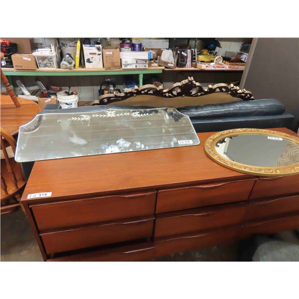 Oval Wall Mirror with Ornate Frame 19.5" x 27.5" , Other Mirror with Floral Design 14" x 40" 