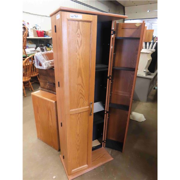 Upright 2 Door Storage Cabinet for DVDs + CDs 12.5" x 23" x 64" 