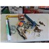 Image 1 : Mix of Carpentry Items ; Caulking Gun, Brick Layer Line, Snaps, Rings, Plane, plus more