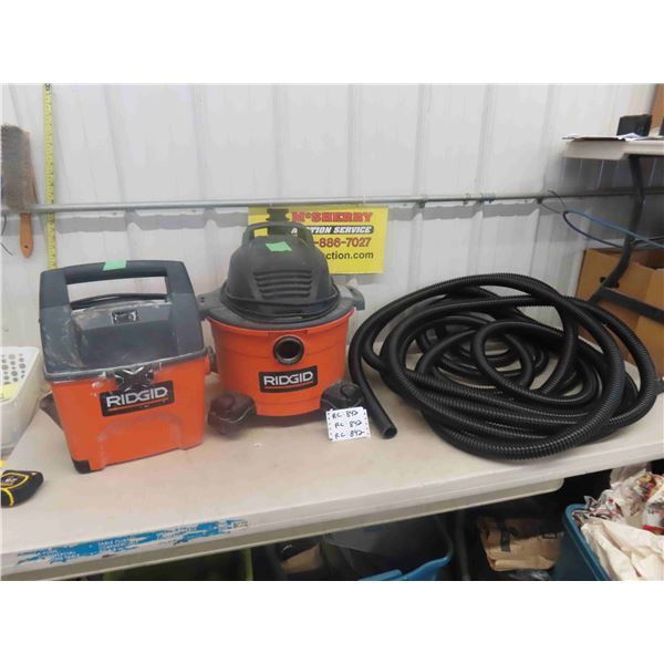 2 Ridgid Vacuums + Long Amount of Hose